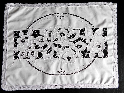 Antikes deckchen weiss 51x39cm - deckchen,