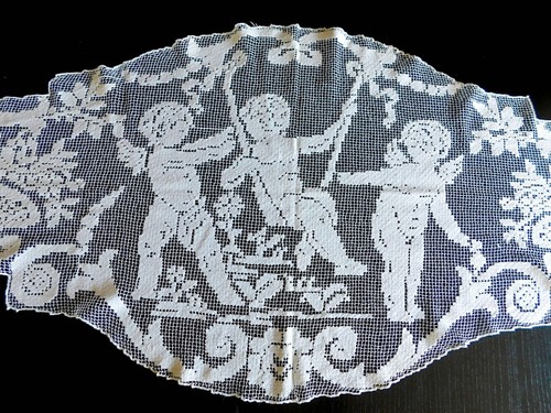 Antik filetstickerei einsatz - antik,
