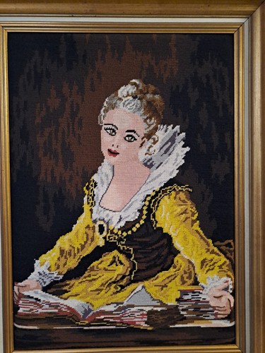 Gerahmte gobelinstickerei - 2x,